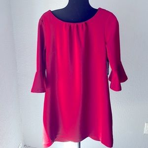 New York & Company Red Dress Bell Sleeves Size Large
